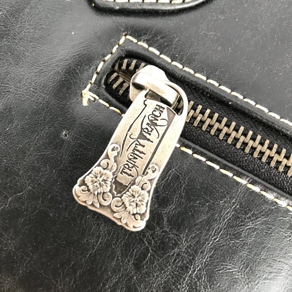 TRINITY RANCH Teal Tooled Genuine Leather Bag - Picture 11 of 15